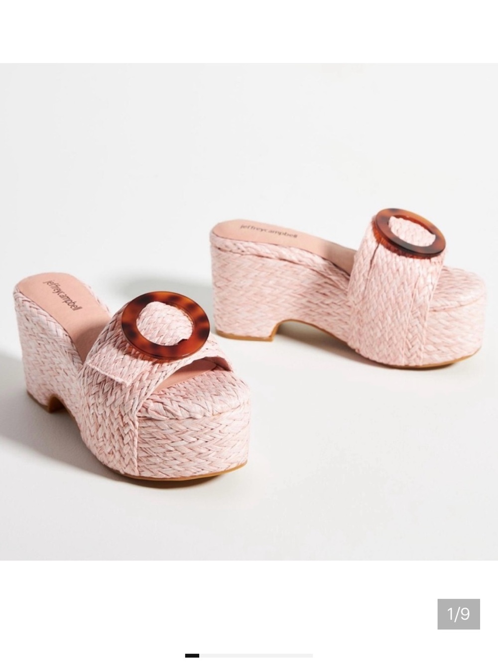 JEFFREY CAMPBELL Light Pink Wicker Straw Jute O Ring Platform Sandals